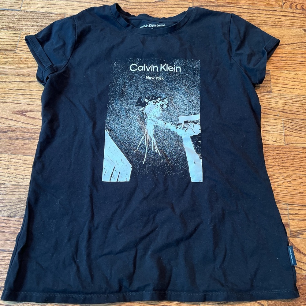 Medium Black Calvin Klein T-shirt New York Flower